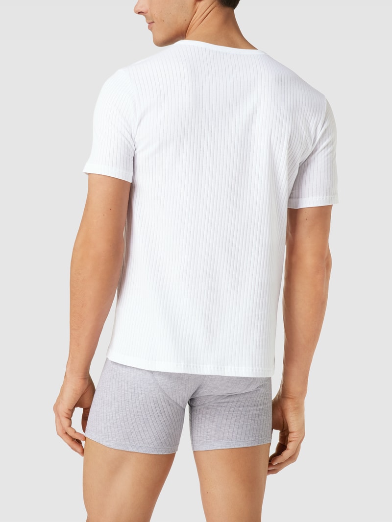 T-Shirt mit Rippenstruktur im 2er-Pack in weiß