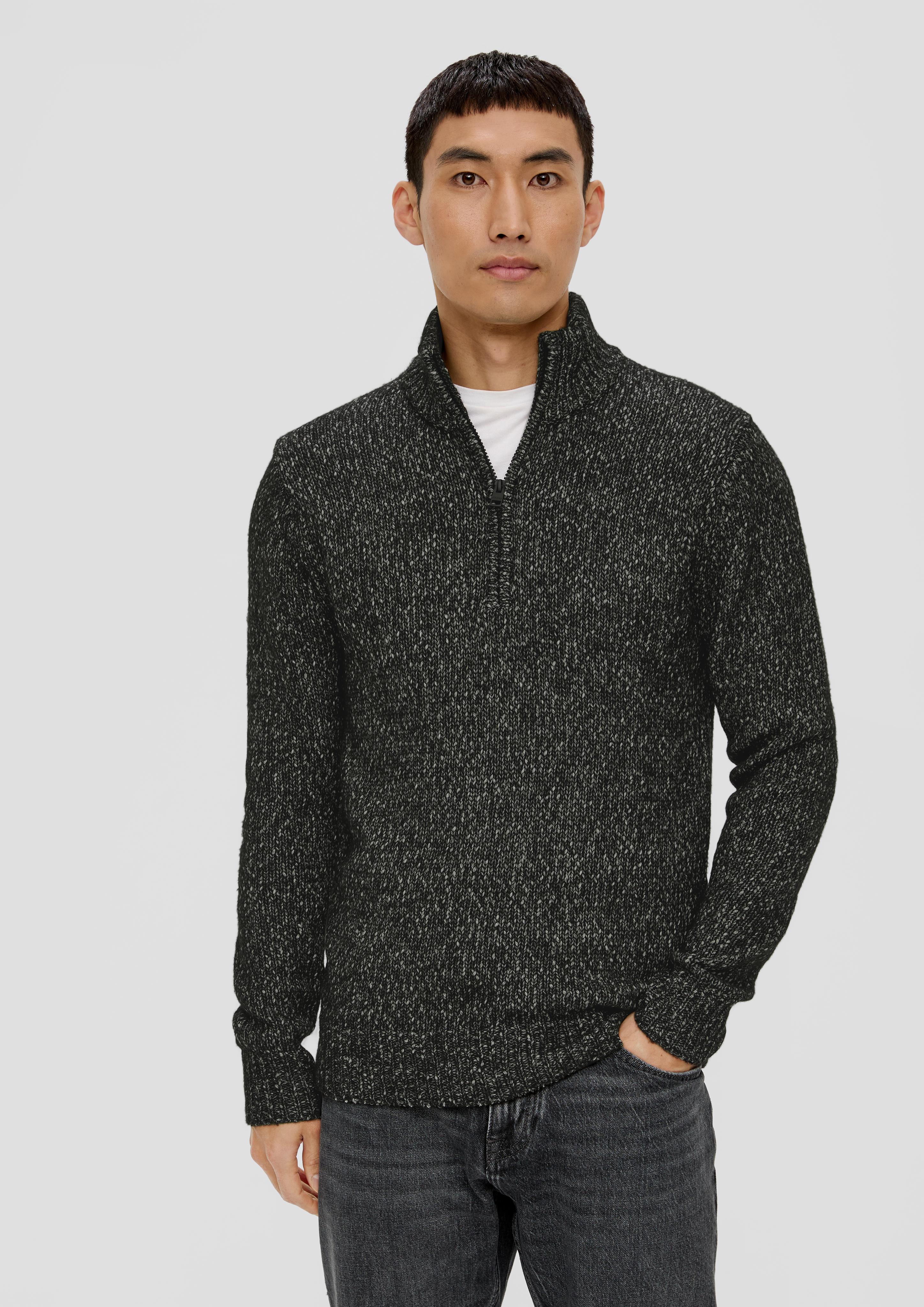Slim Fit: Strickpullover mit Reißverschluss  2143022-99X0