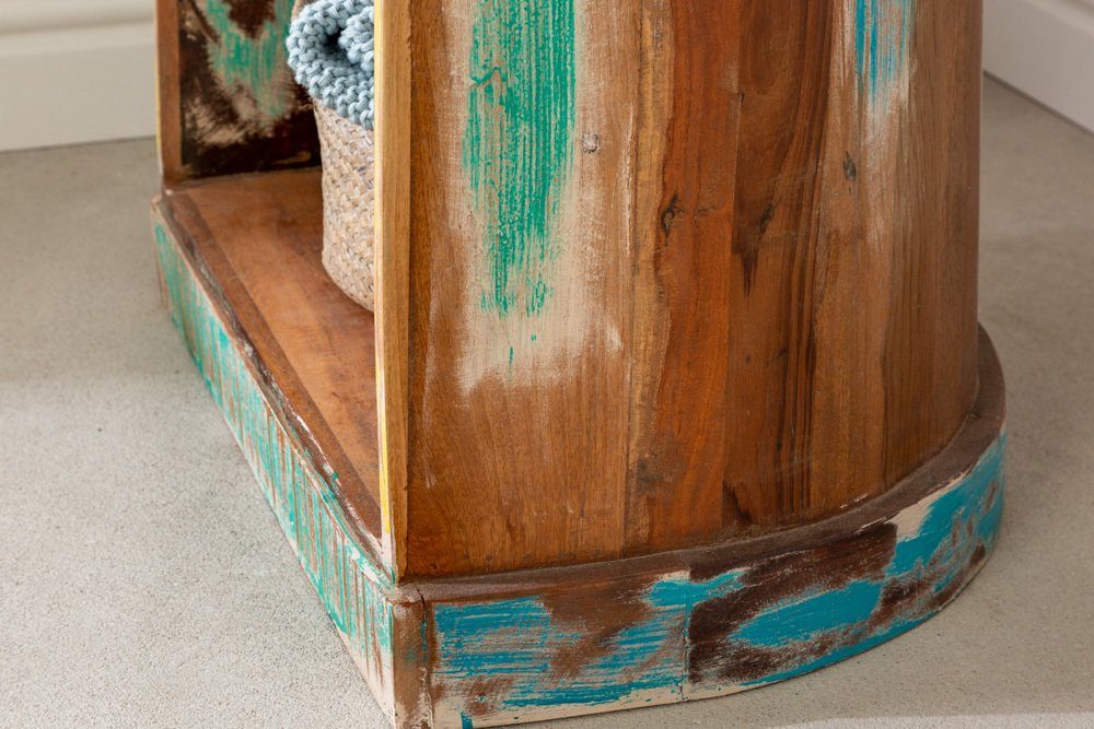 riess-ambiente Standregal JAKARTA 190cm natur / bunt, Einzelartikel 1-tlg., Wohnzimmer · Massivholz · Boot · stehend · Boho