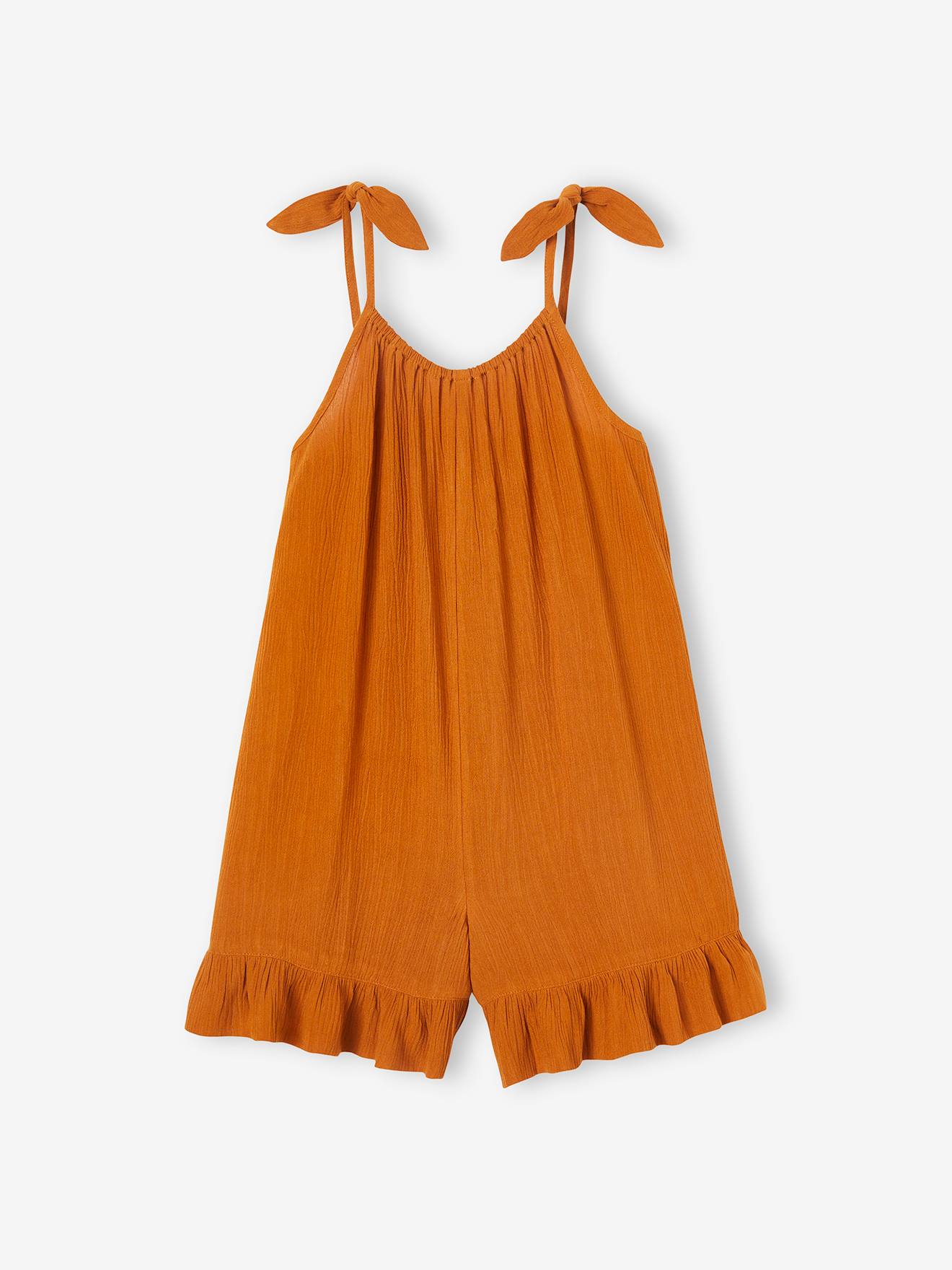 Combishort à volants fille caramel