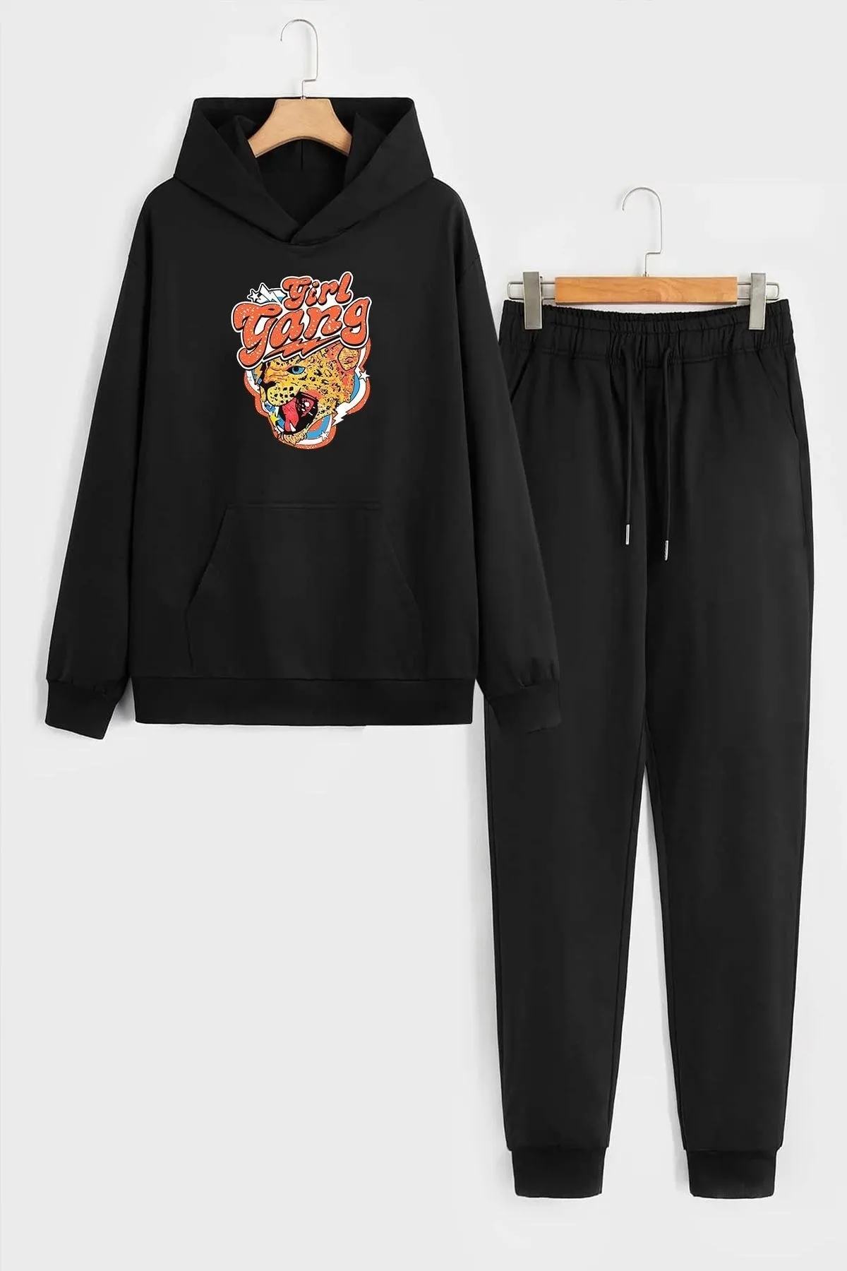 uyguntarz  Bedrucktes Unisex-Trainingsanzug-Set „Girl Gang“.