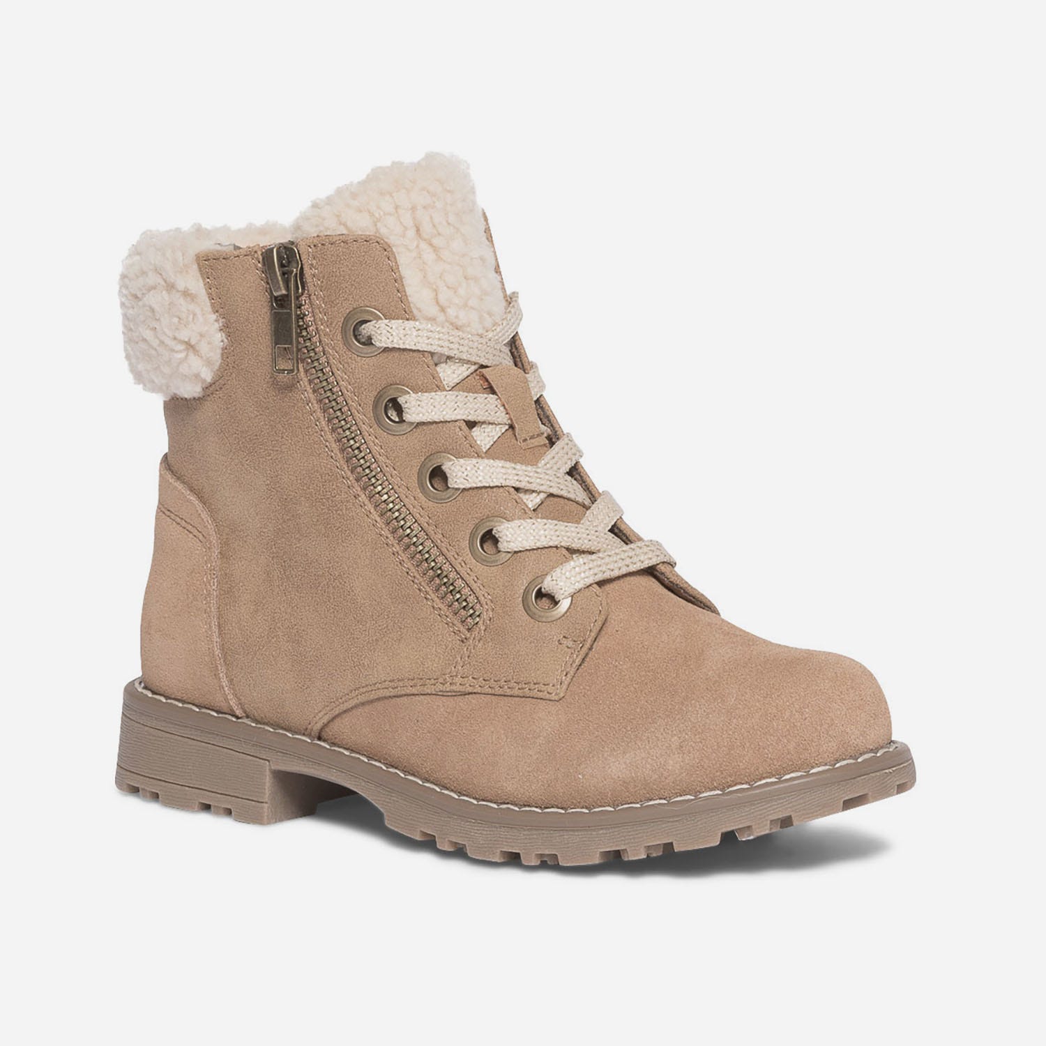 Boots à lacet camel clair avec haut fourré