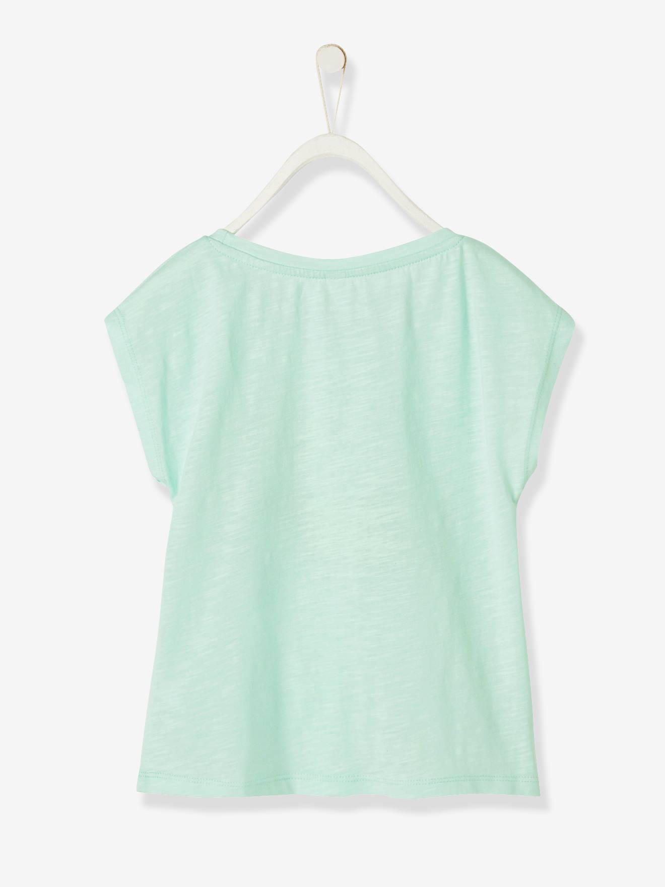 T-shirt fille message fantaisie vert clair
