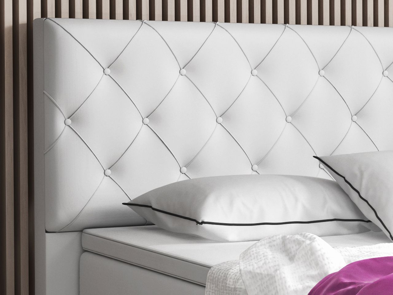 IHG Boxspringbett Turin 180x200 cm Kunstleder Weiß