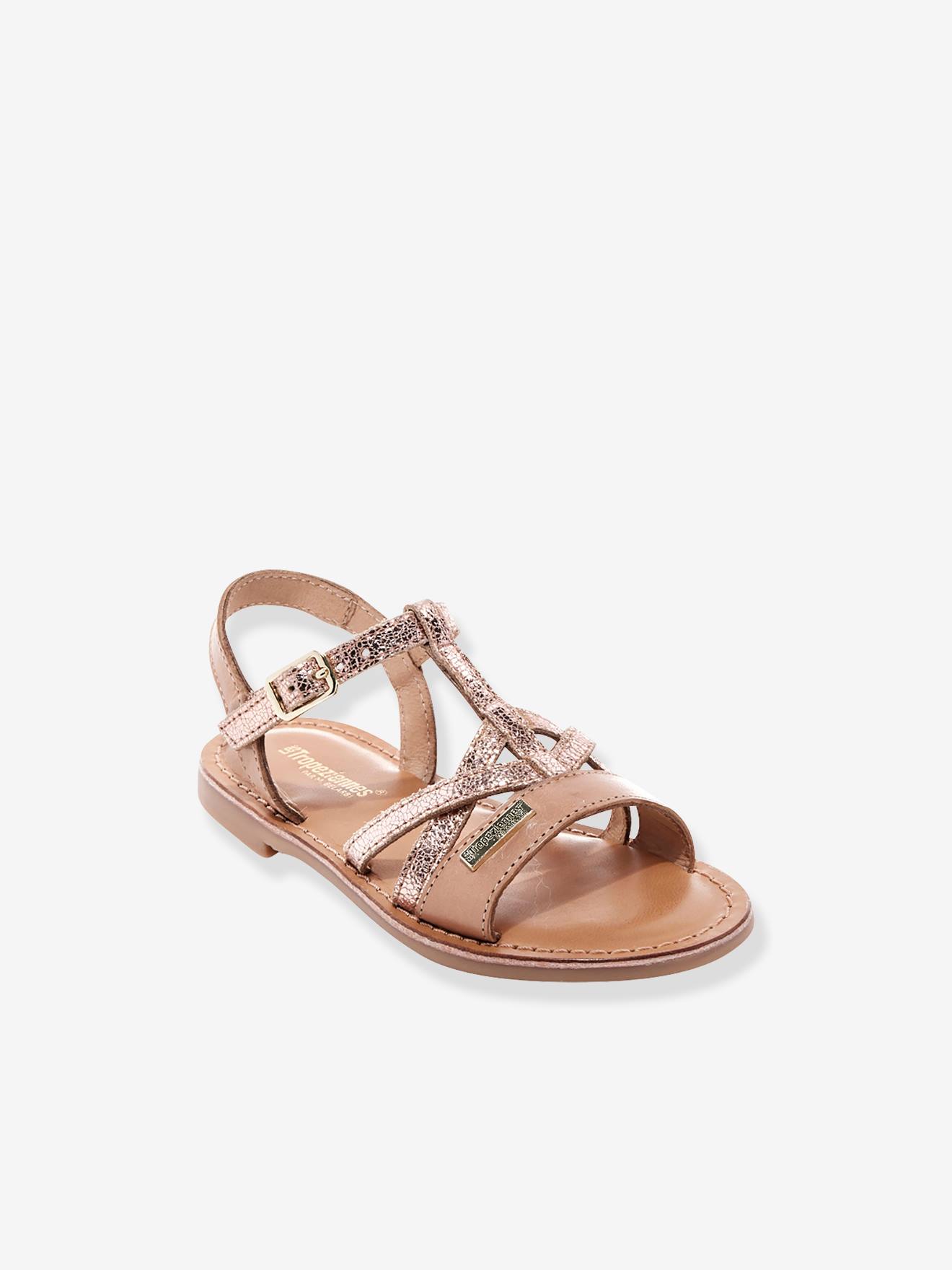 Sandales cuir enfant Biron LES TROPEZIENNES® PAR M. BELARBI beige imprimé