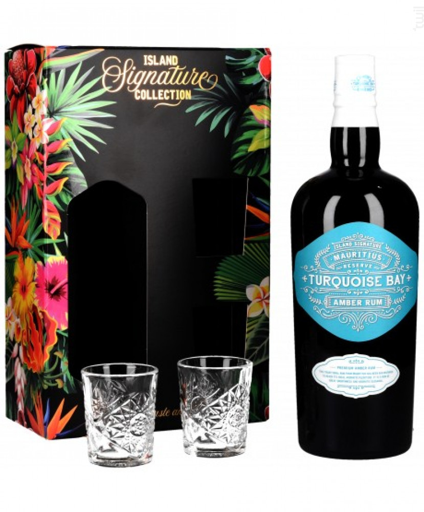 Turquoise Bay Rhum Amber Coffret + 2 Verres Turquoise Bay