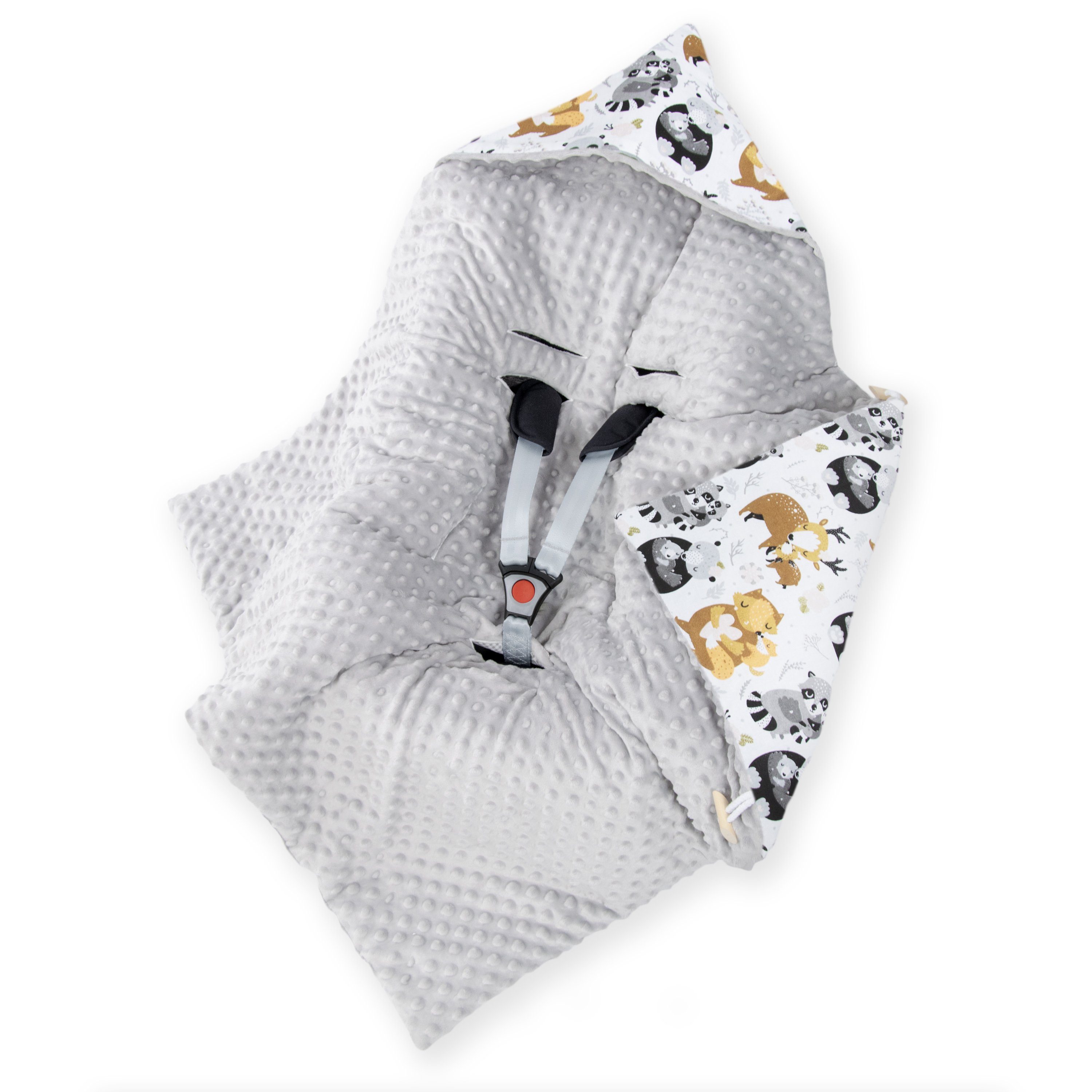 Einschlagdecke (Made in EU) Baby Babydecke, Fußsack, Kuscheldecke mit Kapuze, universal für Babyschale; Autositz; Buggy; Kinderwagen, ca. 90x90 cm, Amilian