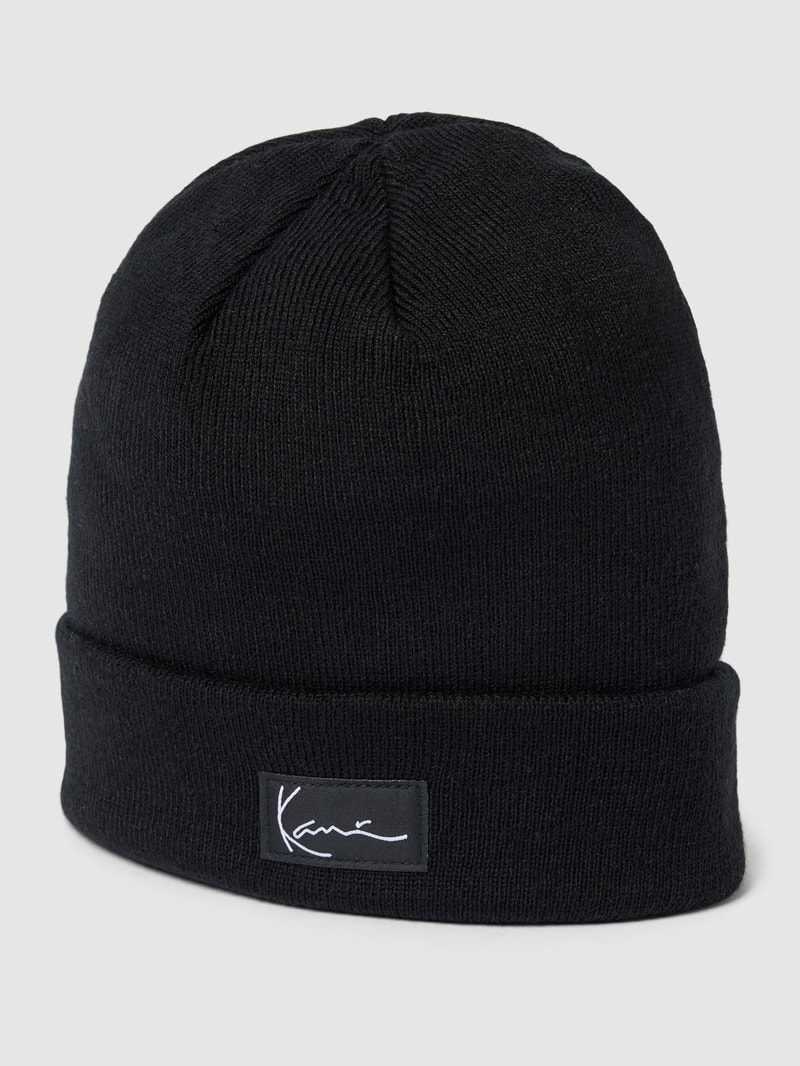Beanie mit Logo-Patch Modell 'Signature' in black