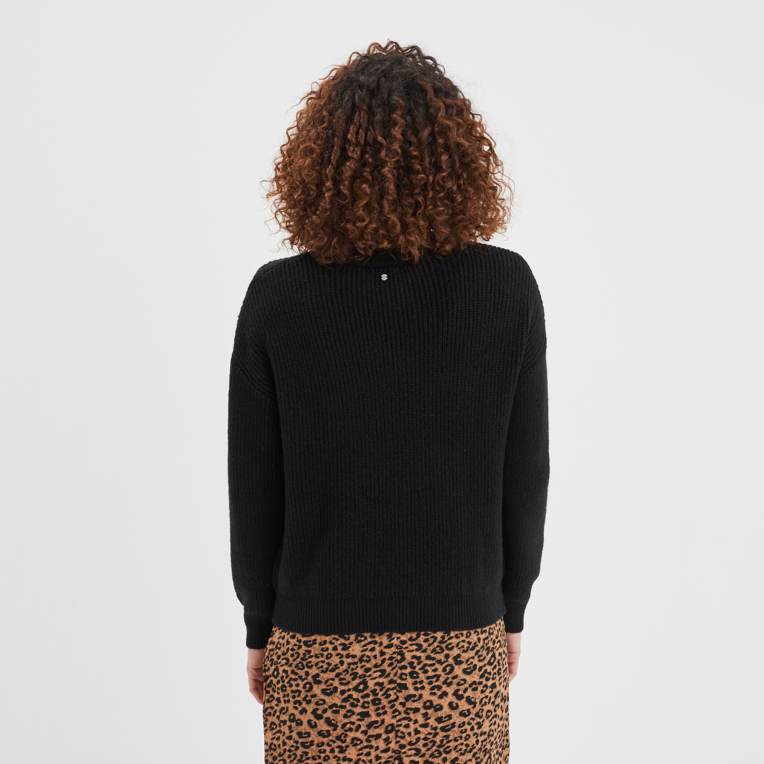Pull avec détails ajourés noir femme | La Halle