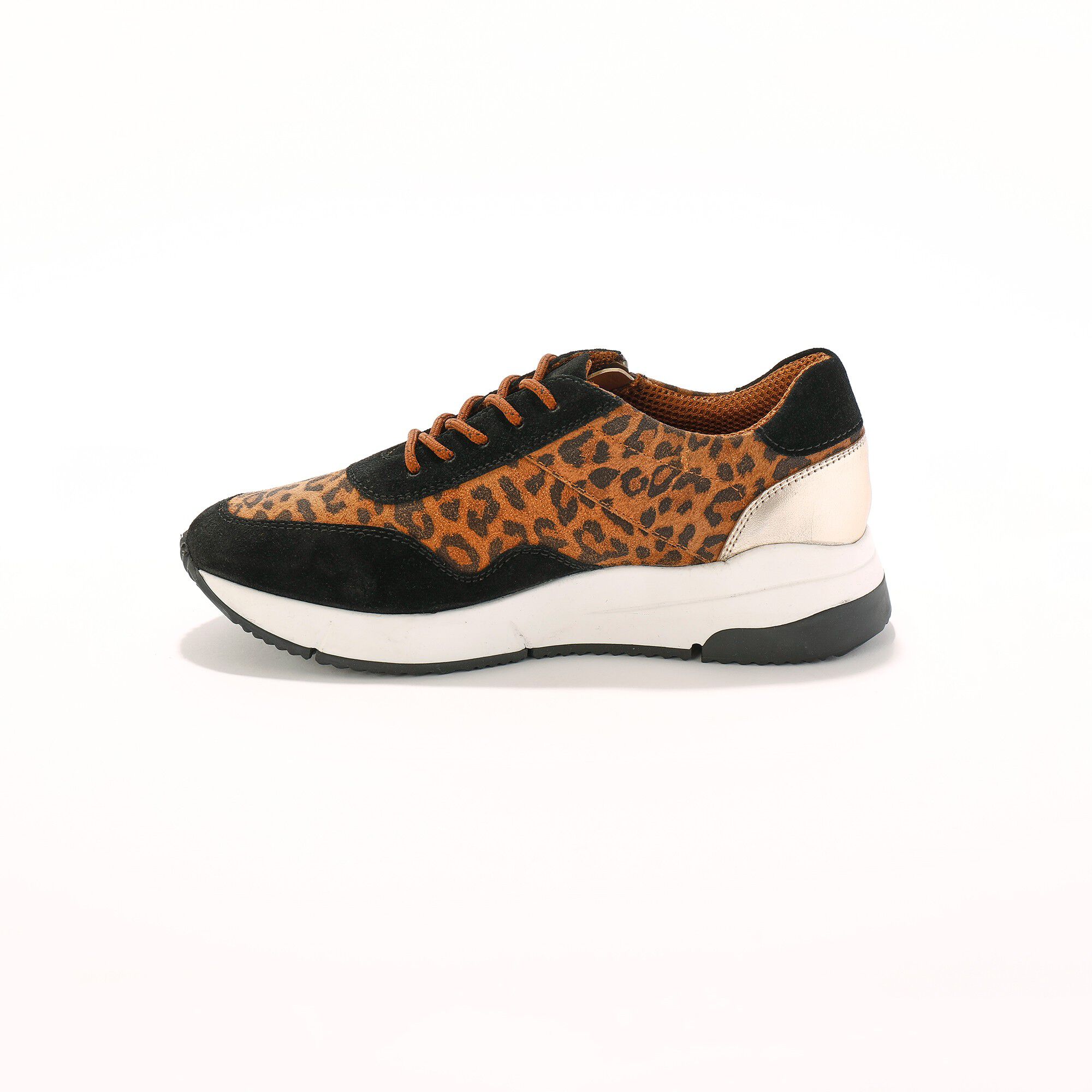 Baskets style running zippées en cuir bimatière