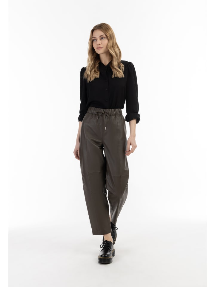 DreiMaster Vintage Lederhose in Taupe günstig kaufen XS
