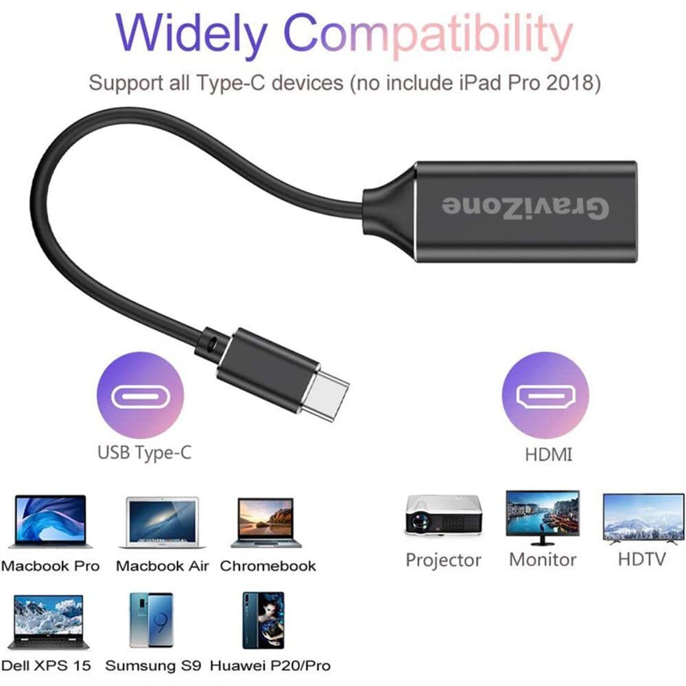 Gravizone Usbc zu Hdmi Adapter PC Laptop Notebook HDMI-Adapter Usb Typ C zu Hdmi