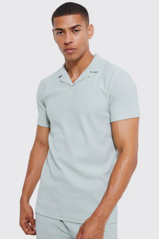 Geripptes Slim-Fit Ottoman Poloshirt