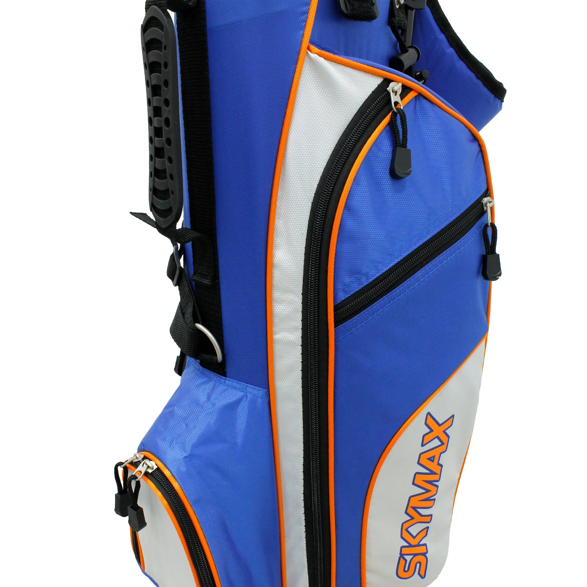 ECD Germany Golftrolley Skymax Junior Set Golftasche Golf Caddybag Kinderset Golfbag Standbag, Für 6 Golfschlägern Blau-Weiß 6-9 RH mit 4 Fächern Regenschutzhülle