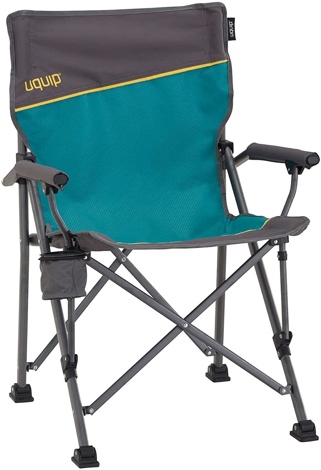 UQUIP Campingstuhl Roxy - Stabile Ausführung bis 120 kg - Blau, inkl. Flaschenhalter und Flaschenöffner