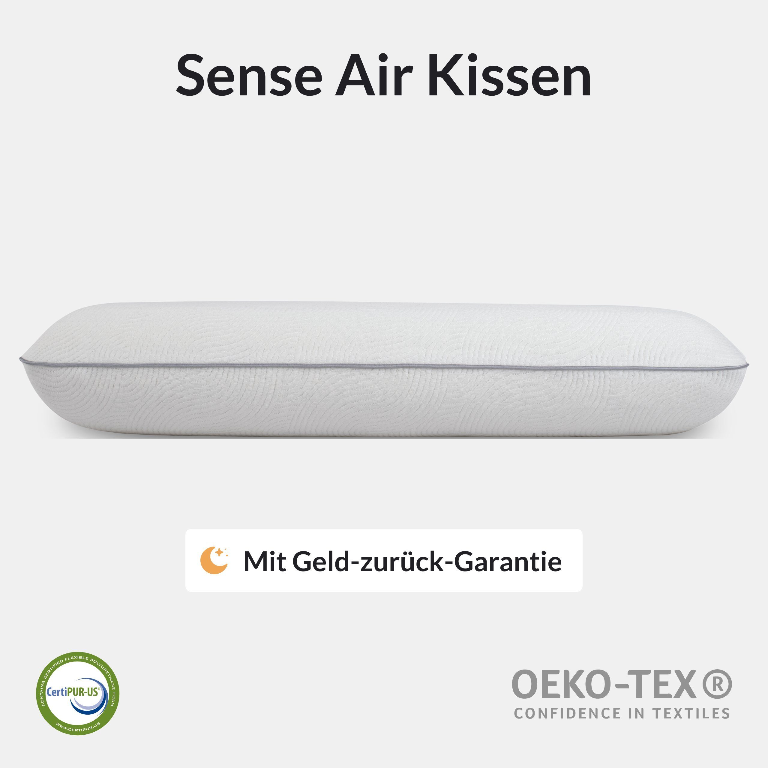 Nackenstützkissen Comodita Sense Air Kissen 40x70 cm, Comodita, Füllung: Memory-Foam-Nackenkissen mit doppelseitiger Nutzung, Seitenschläfer, Rückenschläfer, Bauchschläfer, weißer Bezug, ergonomisches HWS-Kopfkissen