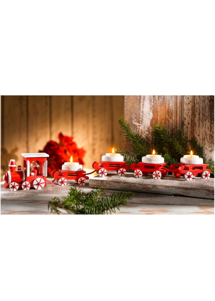 Teelichthalter in Weihnachtszug-Design (5-tlg.Set)