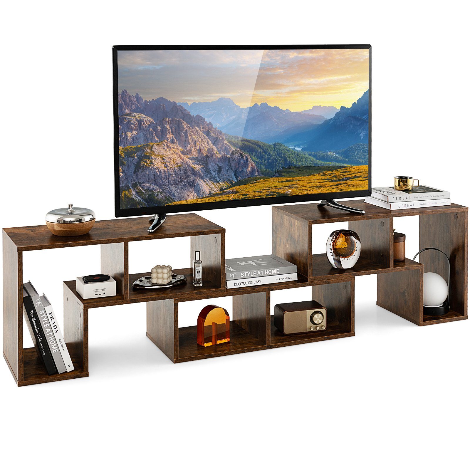 COSTWAY TV-Schrank Lowboard 3-teilig, Frei Kombinierbar, für TVs bis zu 65