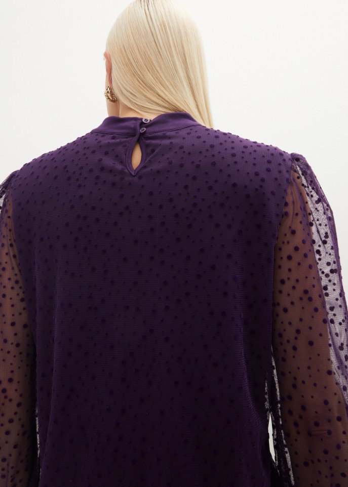 Langarmshirt aus Mesh mit Punkten
