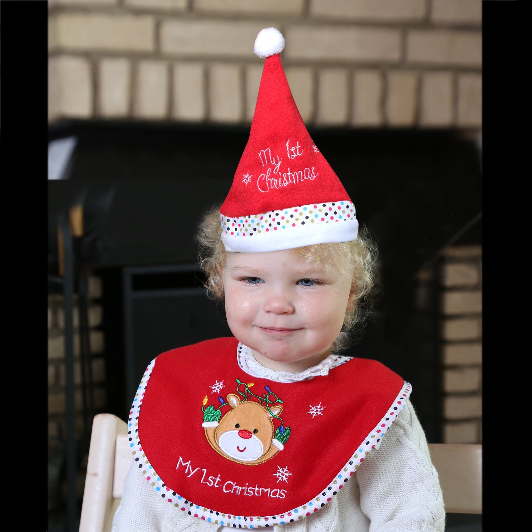 MARELIDA Lätzchen Babyset Weihnachtsmütze Lätzchen Geschenkset mein erstes Weihnachten, (1-St)