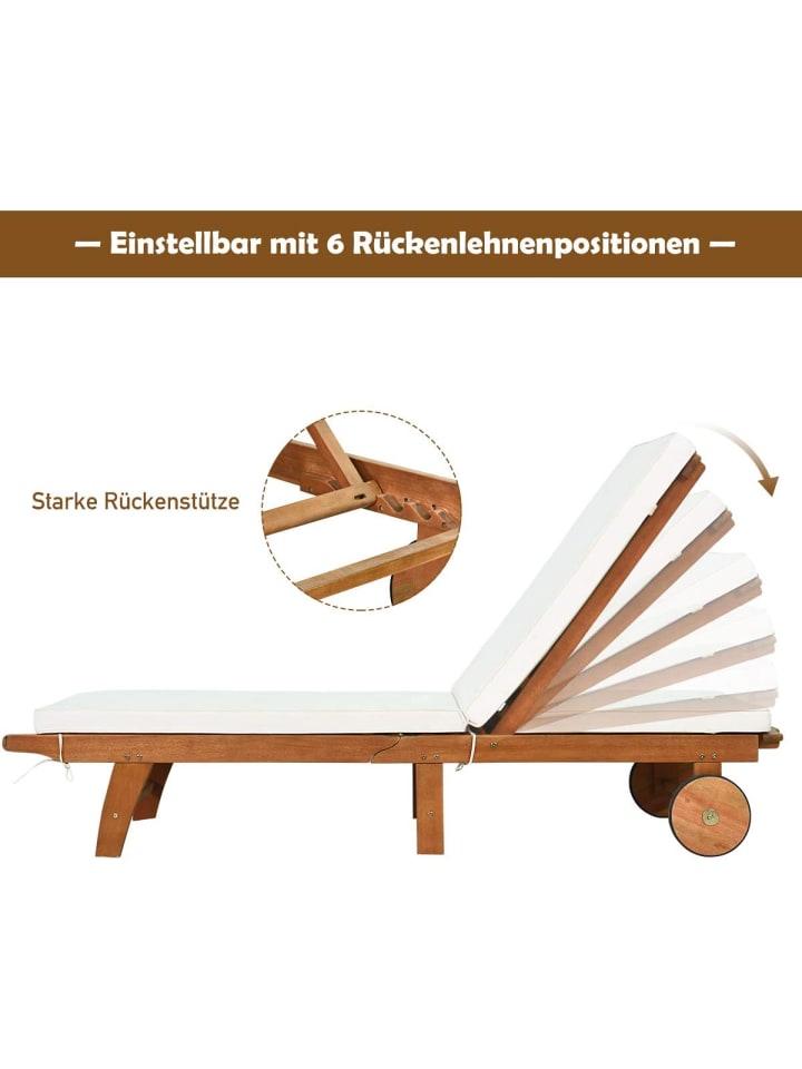 COSTWAY Sonnenliege Holz in Braun günstig kaufen onesize