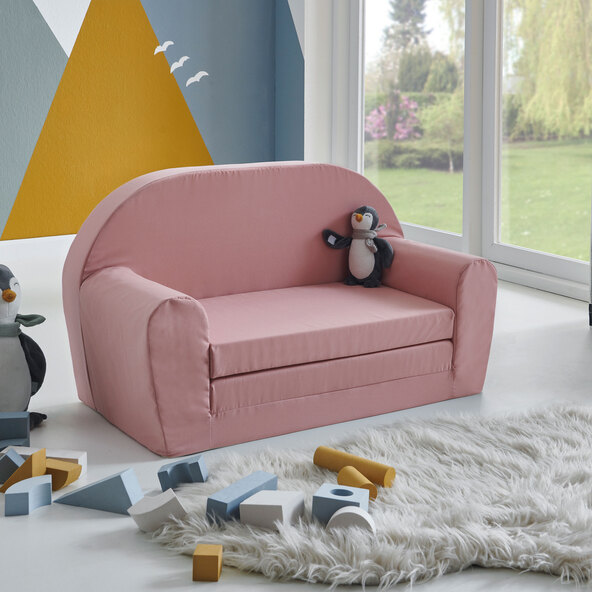 Kindersofa ausklappbar, rosa
