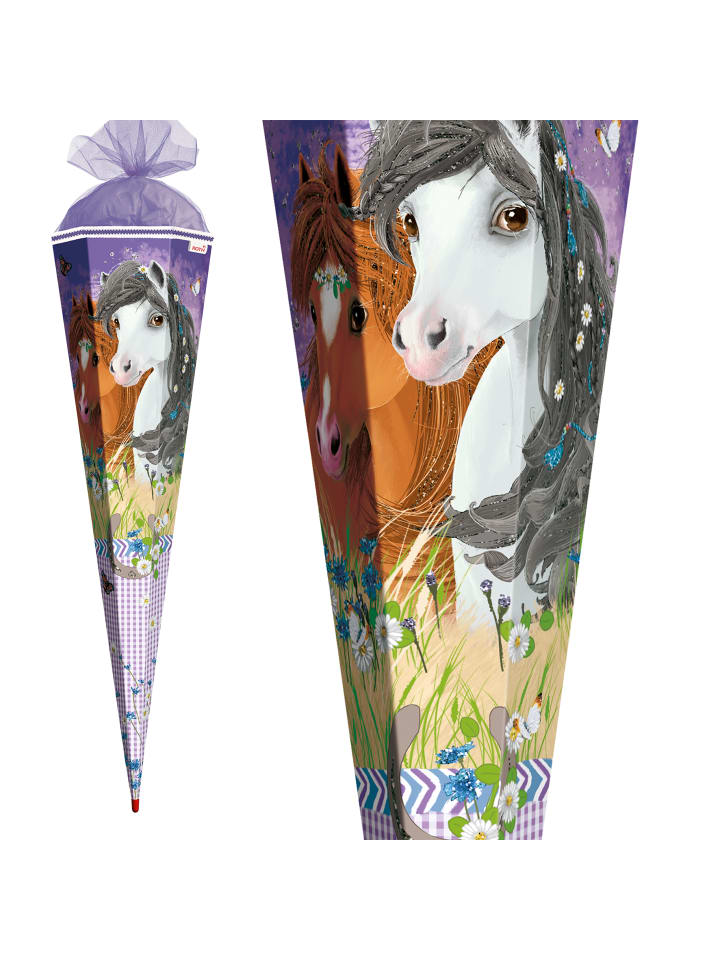 ROTH Schultüte groß Blumenpferde 85 cm, Glitter in Lila günstig kaufen onesize