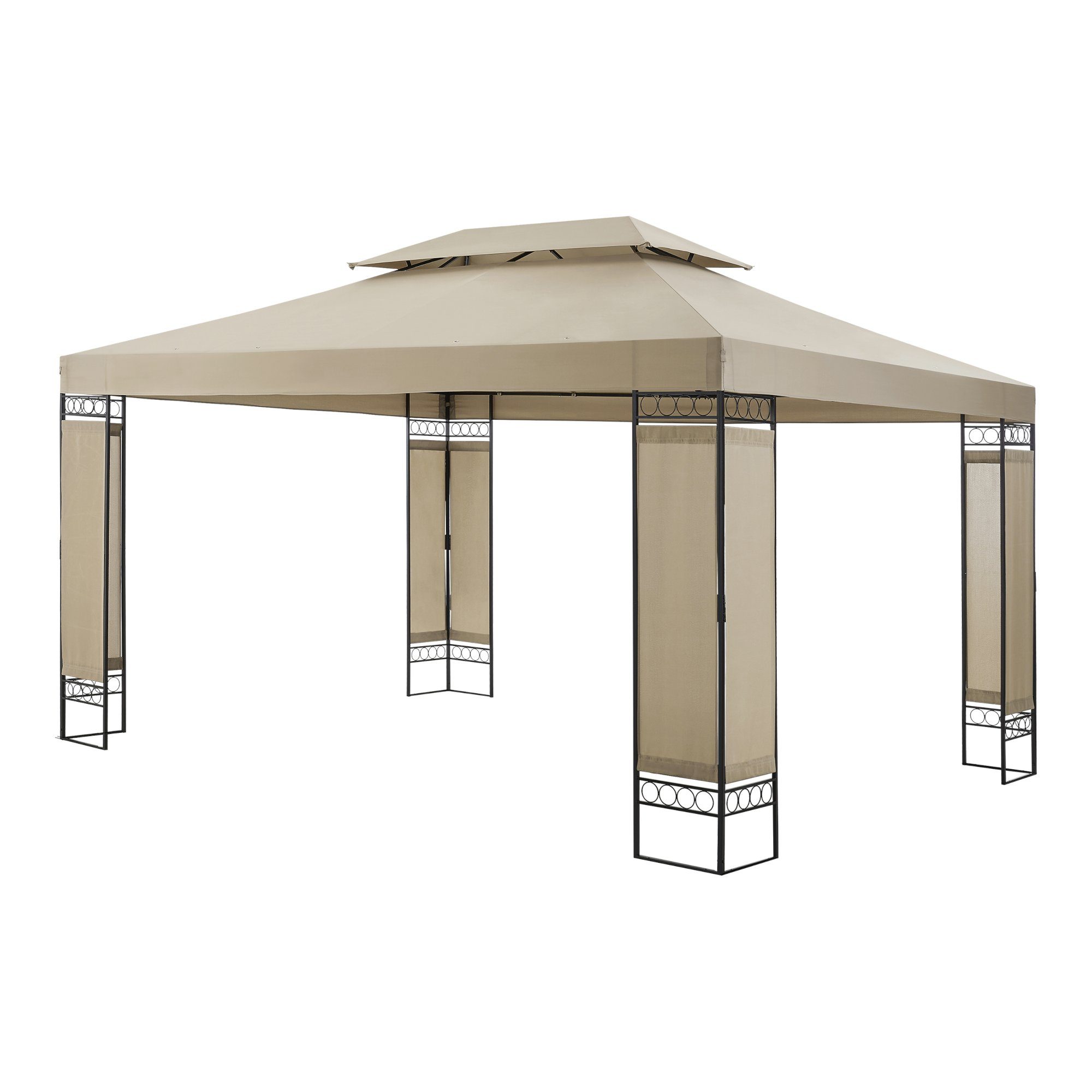 en.casa Pavillon, Lanciano Festzelt Gartenpavillon 400x300x265cm Beige