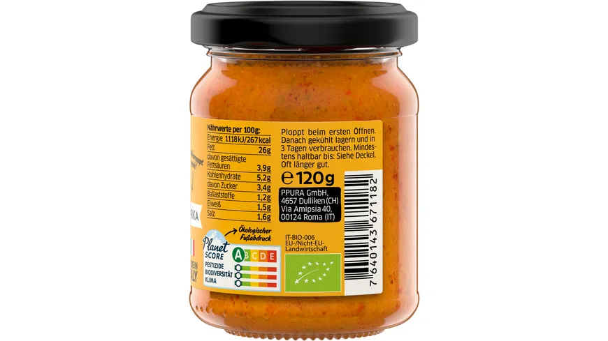 PPURA Bio Pesto vegane Calabrese 120 g