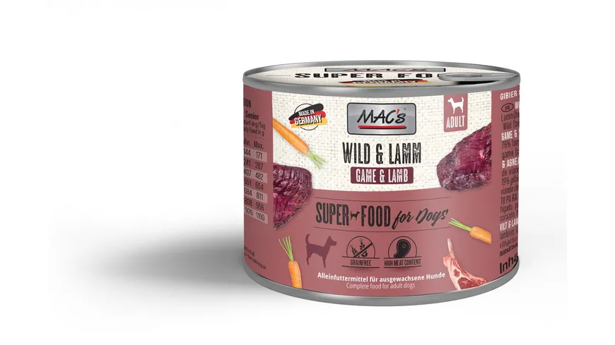MAC's DOG Hundenassfutter Wild & Lamm 200 g