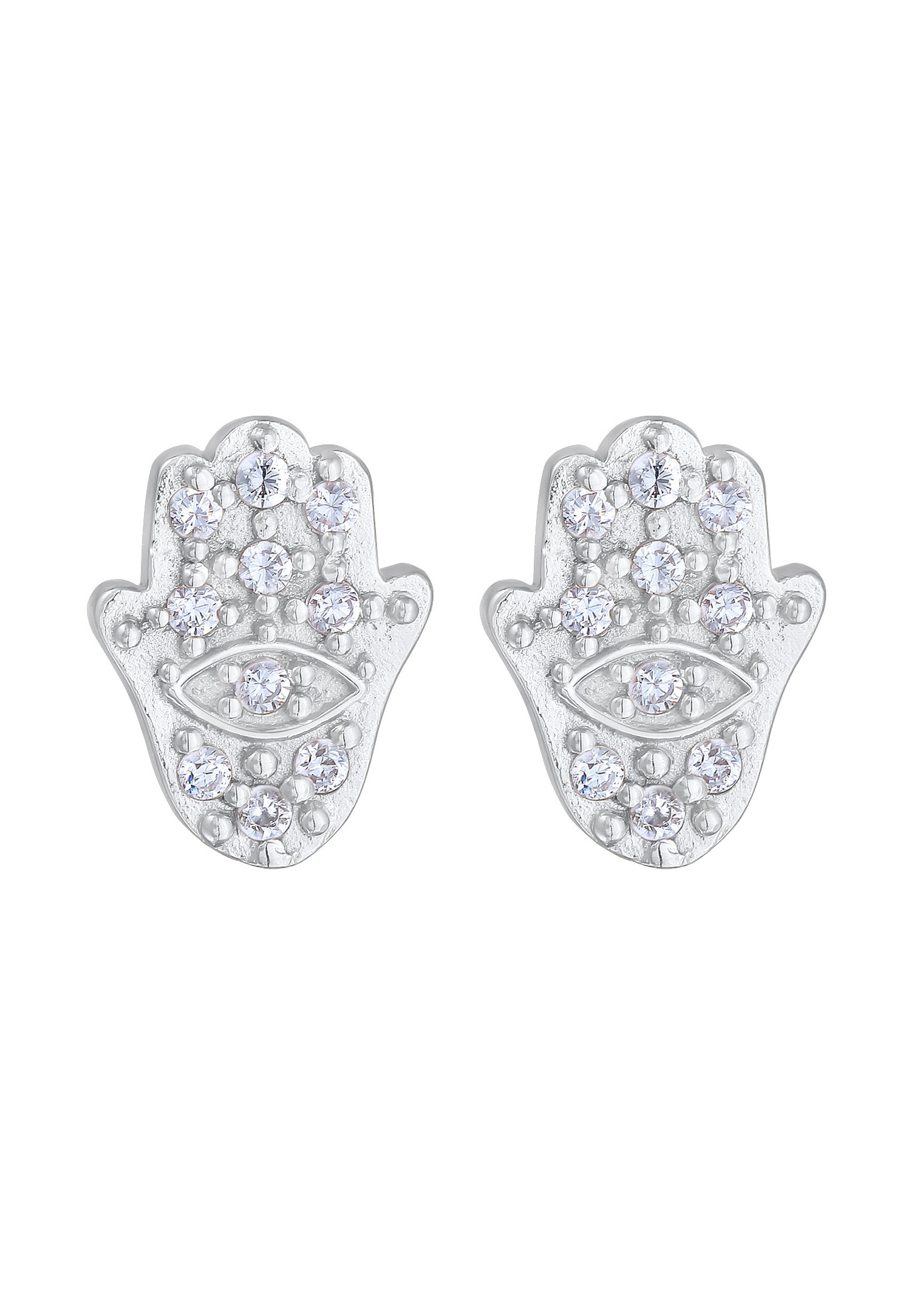 Elli női hamsa kézszimbólumos fülbevaló cirkónia kristállyal, 925 sterling ezüstből
