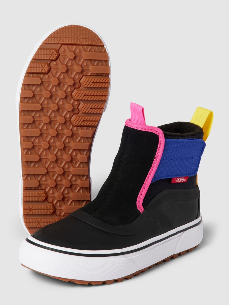 High Top Sneaker aus Leder-Mix mit Label-Detail in schwarz