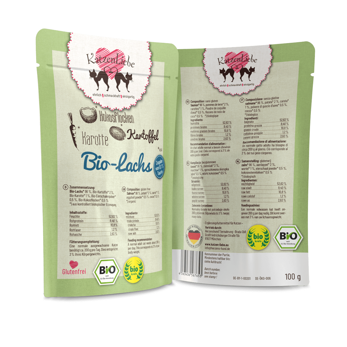KatzenLiebe Nassfutter KatzenLiebe Adult 15x100g Bio Lachs
