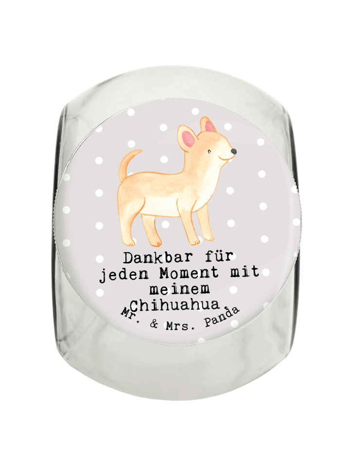 Mr. & Mrs. Panda Leckerli Glas Chihuahua Moment mit Spruch in Grau Pastell günstig kaufen