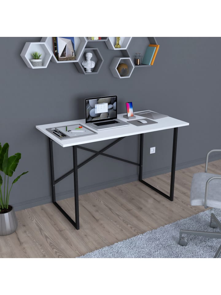 en.casa Schreibtisch Tjeldsund in Weiß (H)75cm (B)60cm (L)120cm günstig kaufen onesize