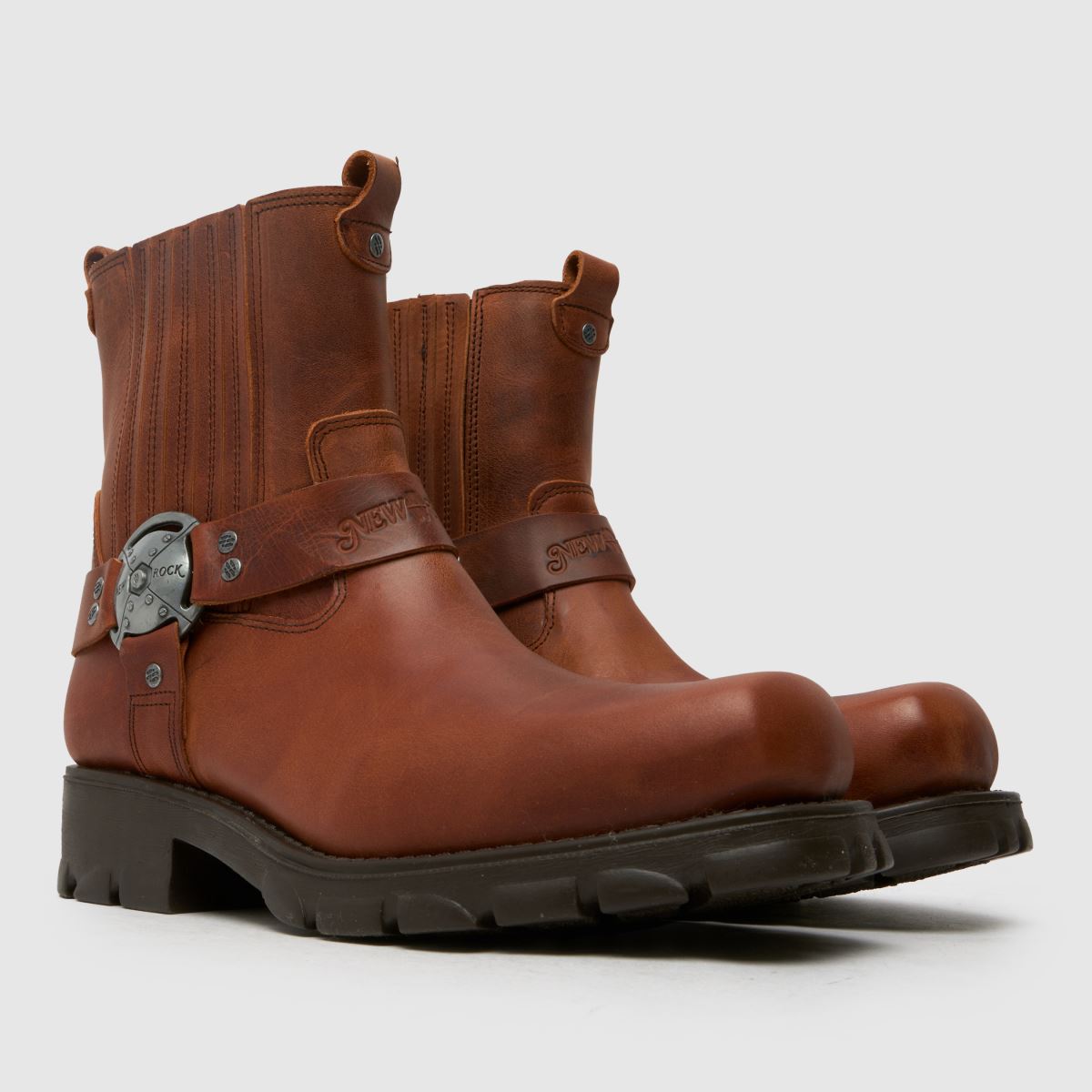 NEW ROCK – Bruna bikerboots med ankelrem