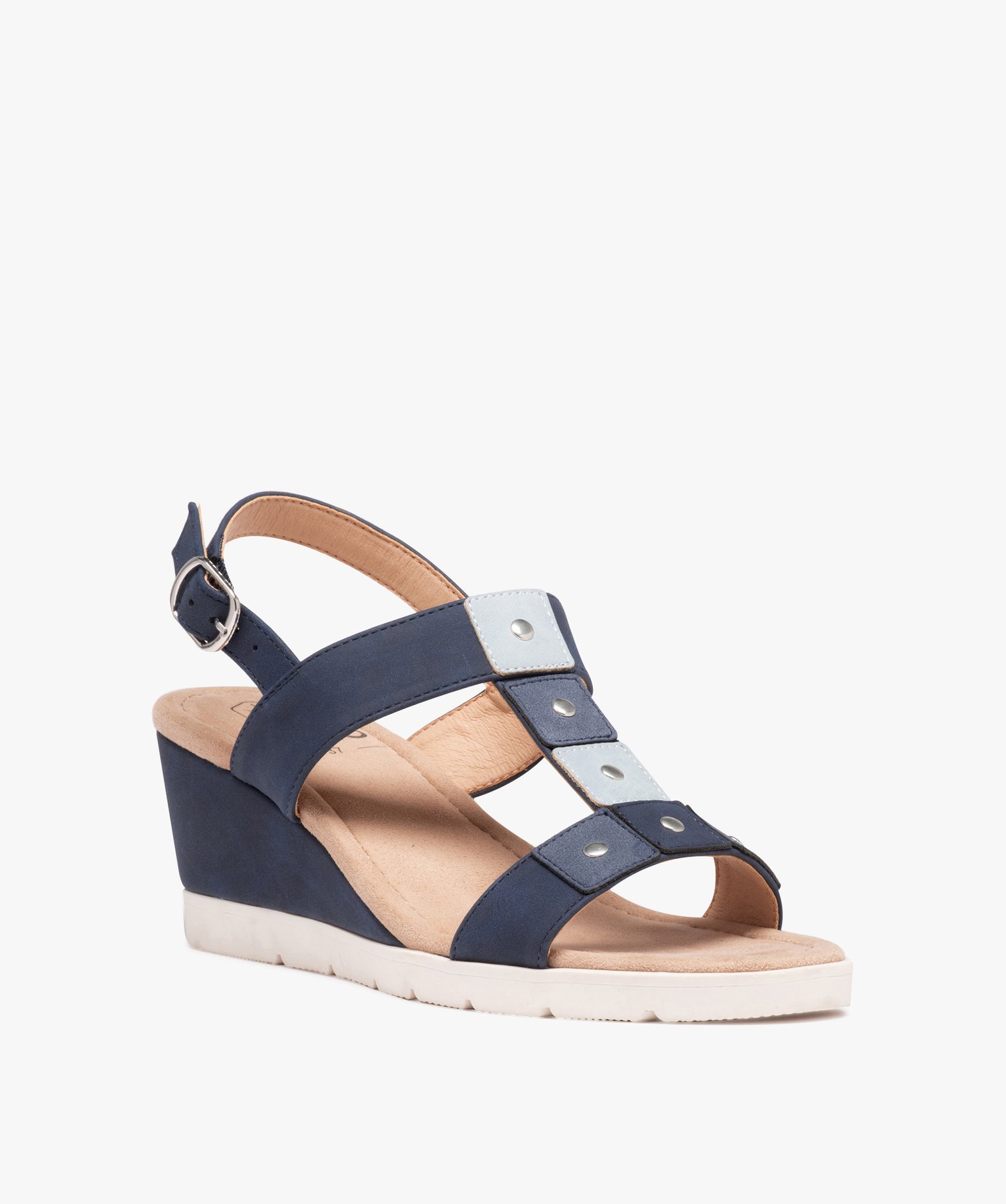 Sandales compensées femme confort en suédine bleu | GEMO