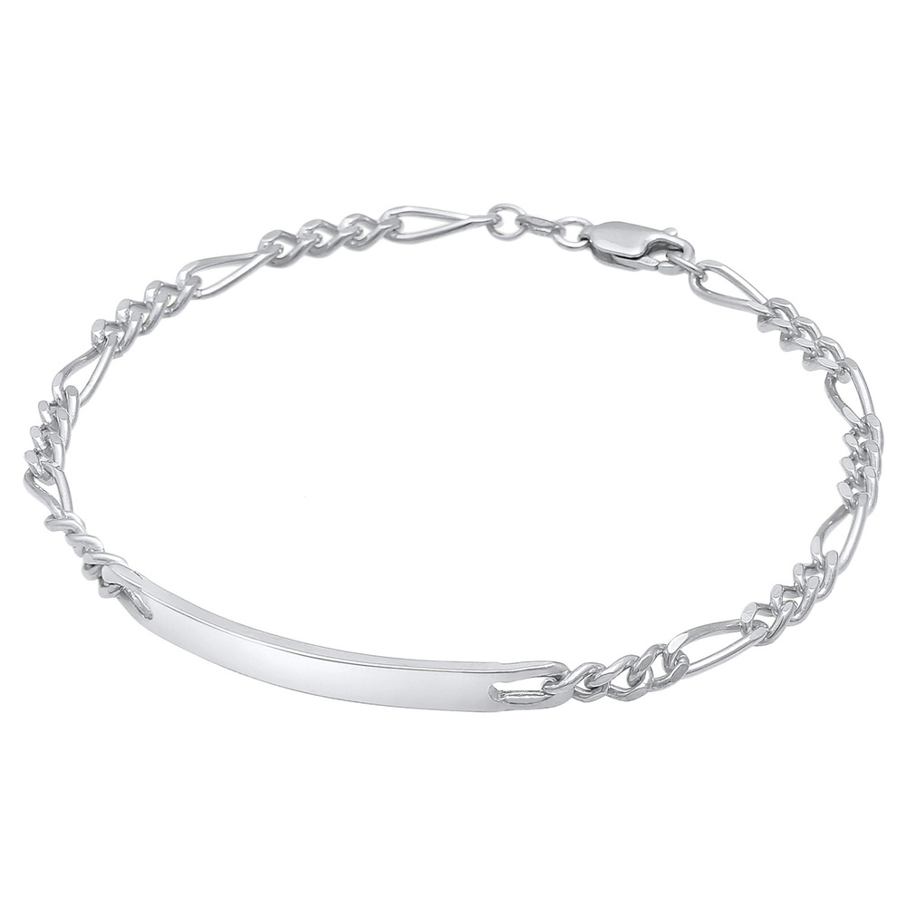 KUZZOI KUZZOI Bracelet Plaque d'identité pour homme Figaro Discreet Classic en argent st Bracelet