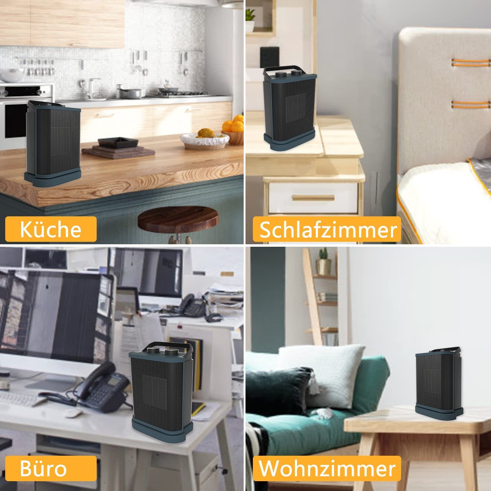 UISEBRT Keramikheizlüfter Keramikheizung, 1500 W, mit Überhitzungsschutz
