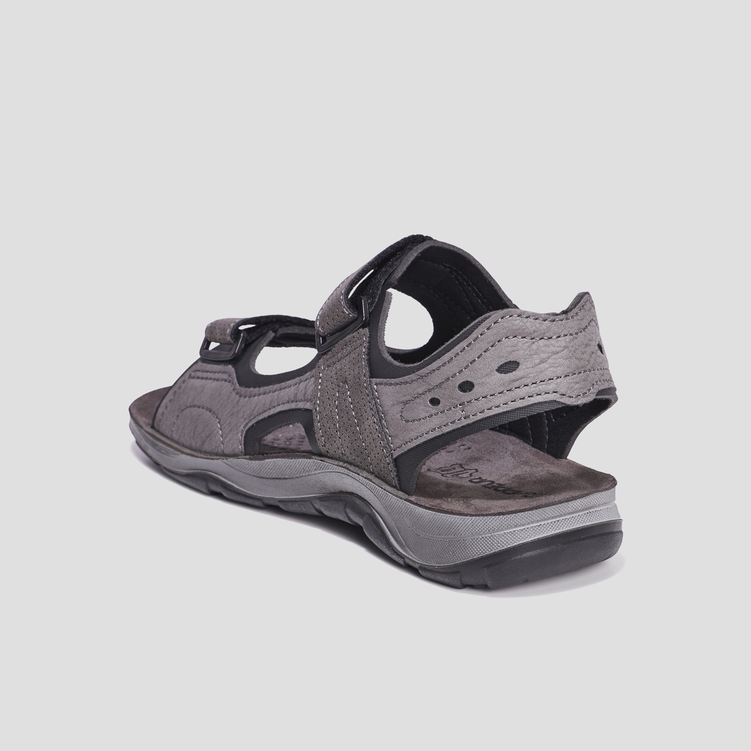 Sandales à scratchs en cuir Trappeur gris foncé homme | La Halle