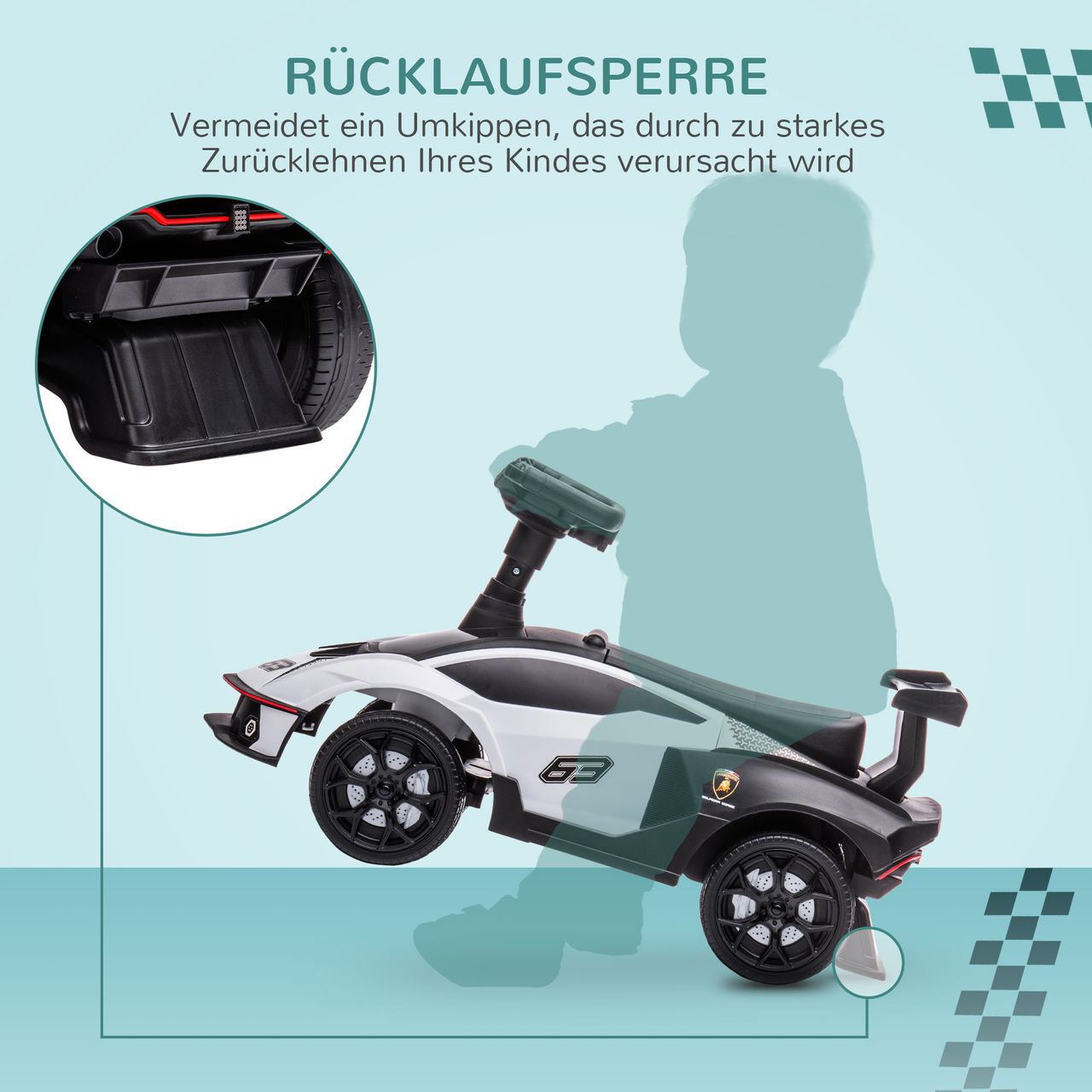 AIYAPLAY Rutschauto, Rutschfahrzeug mit Stauraum, Kinderfahrzeug, Weiß