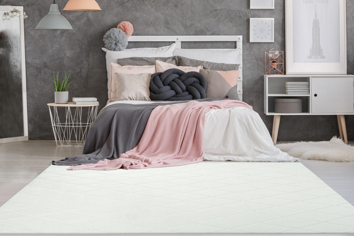 megusta 3D-Hochflorteppich Weiß 160cm x 230cm