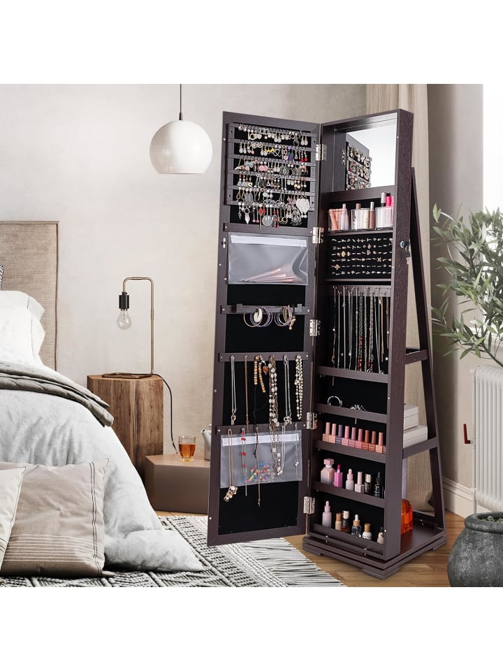 COSTWAY Schmuckschrank drehbar abschließbar in Taupe günstig kaufen onesize