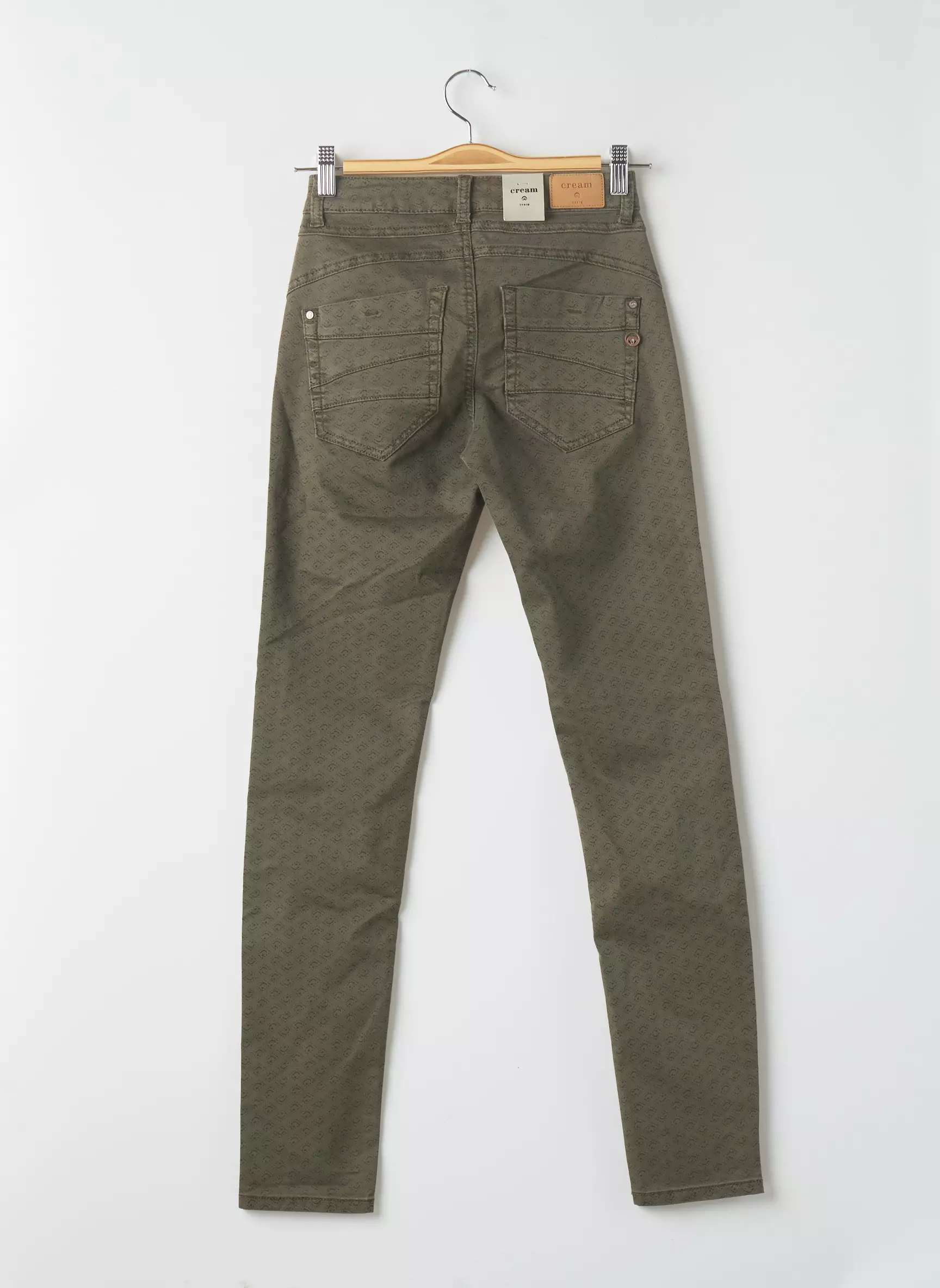 Cream Pantalons Slim Femme couleur vert