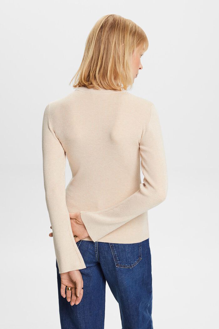 Rippstrick-Pullover mit Stehkragen