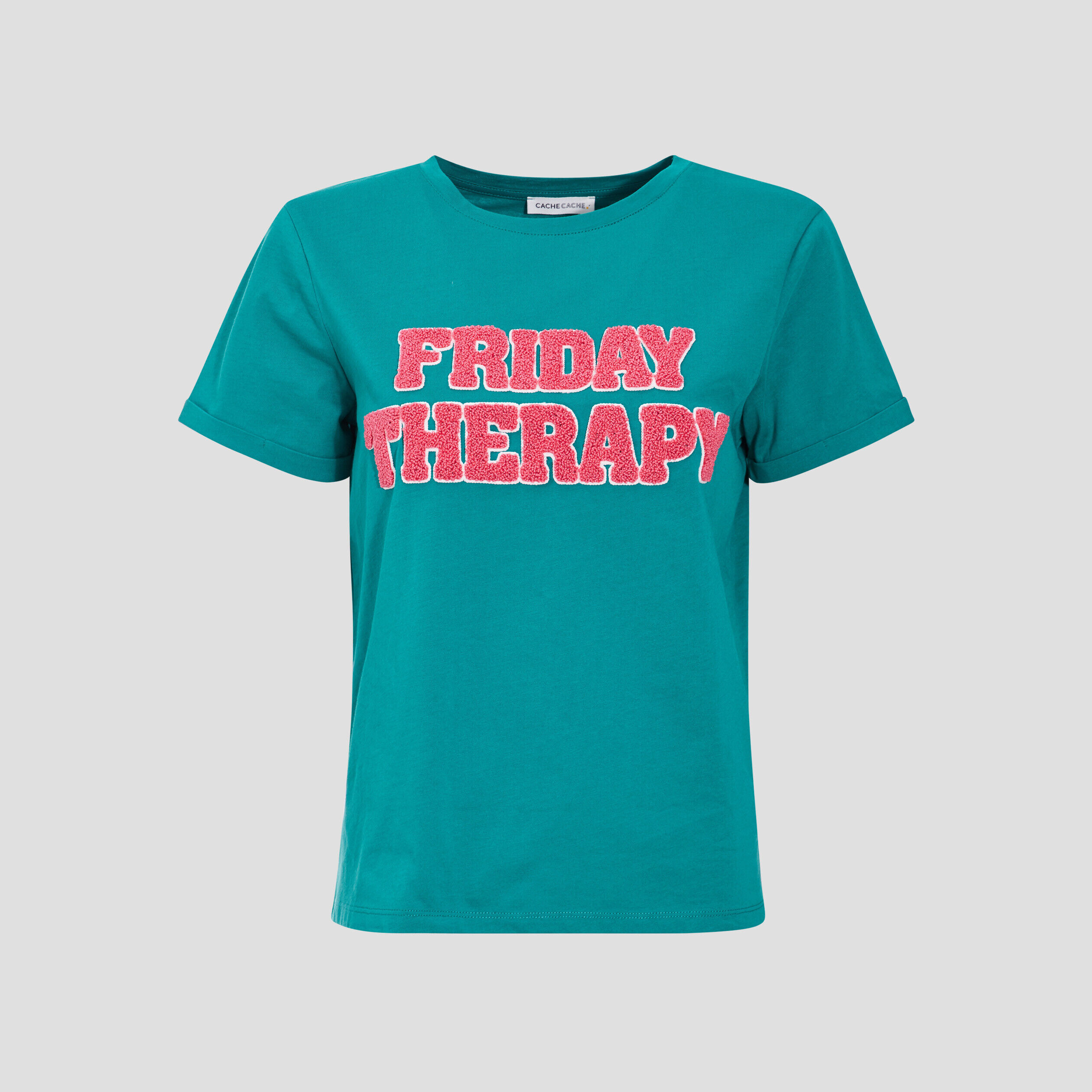 T-shirt manches courtes vert turquoise femme | Cache Cache