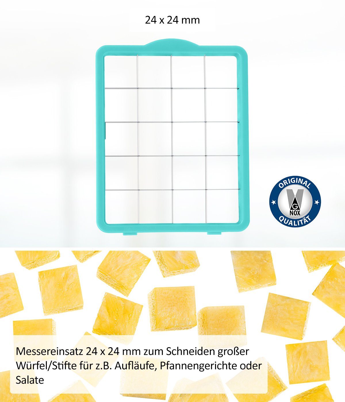 Genius Gemüseschneider Nicer Dicer Chef Professional, Set 15-tlg. Gemüseschneider, 5.2L Behälter Deckel Gemüsehobel