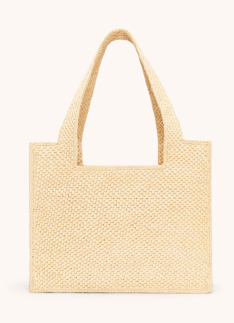 Nákupní taška LOEWE Font Medium z rafie s odnímatelným ramenním popruhem