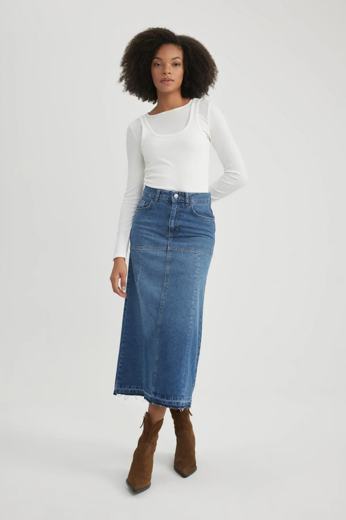 DeFacto  Lang geschnittener Jeans-Midirock B3237ax23wn