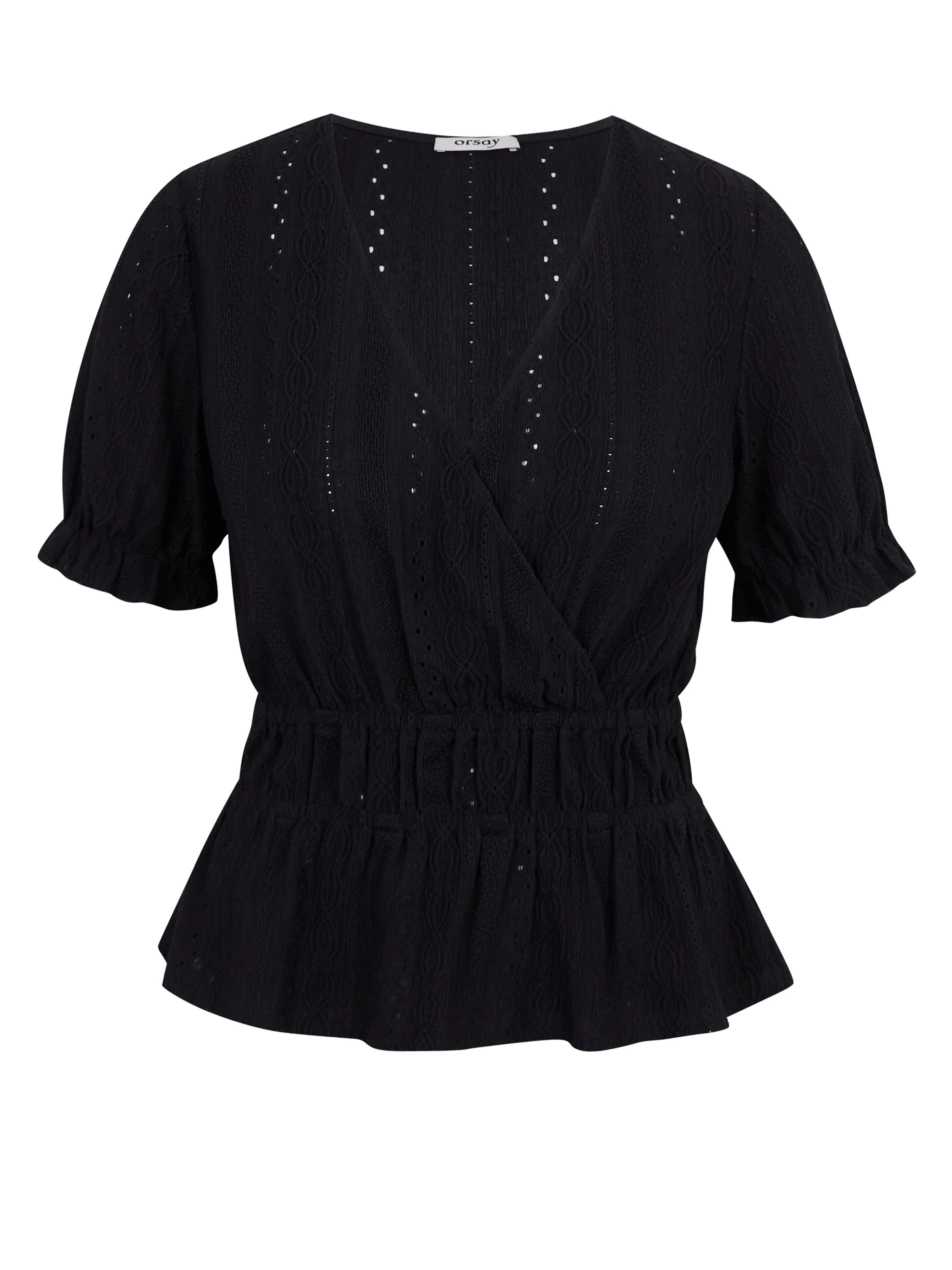 Schwarze gemusterte Damenbluse ORSAY